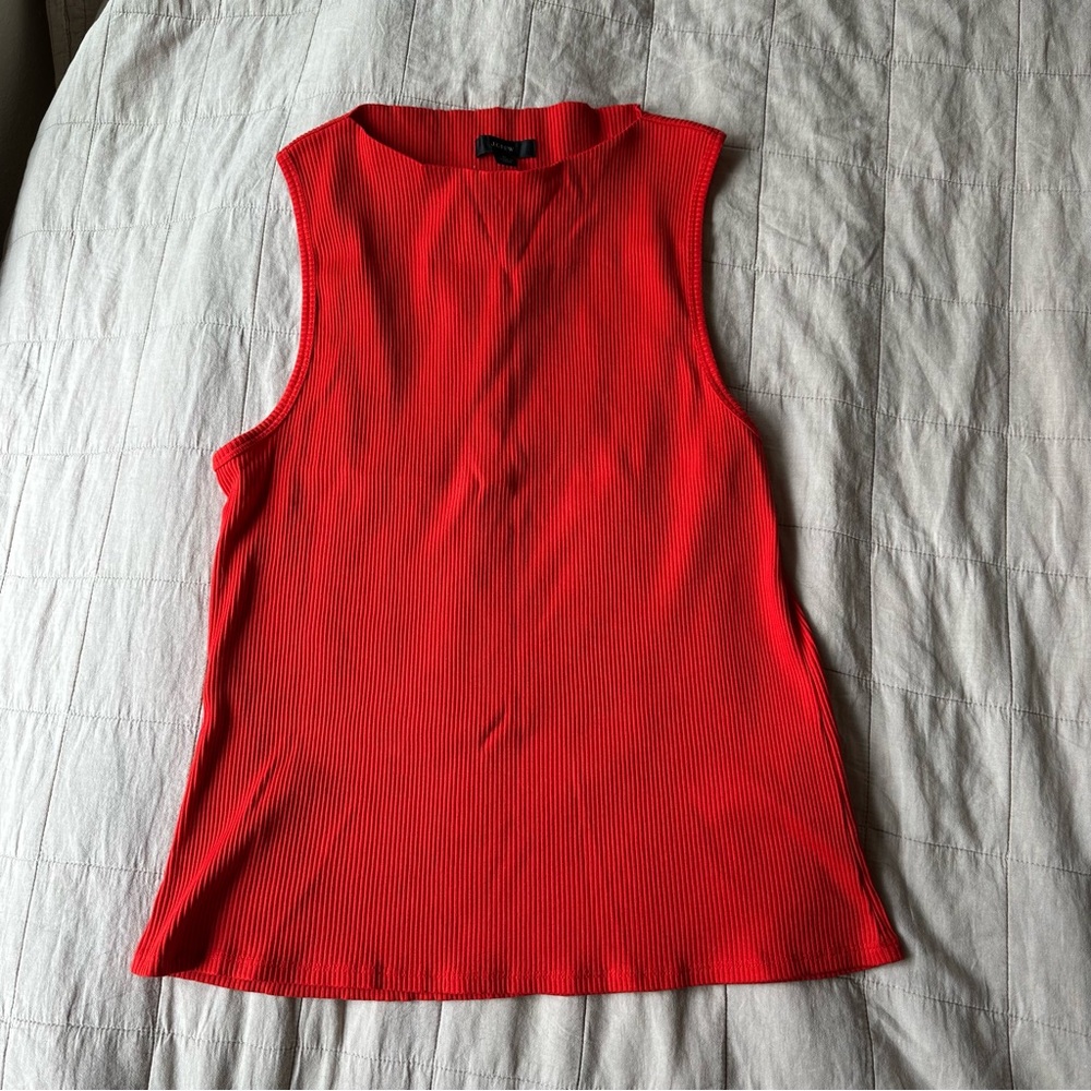 J.Crew Ribbed Boatneck Tank Red Style#M2372 Sz Large